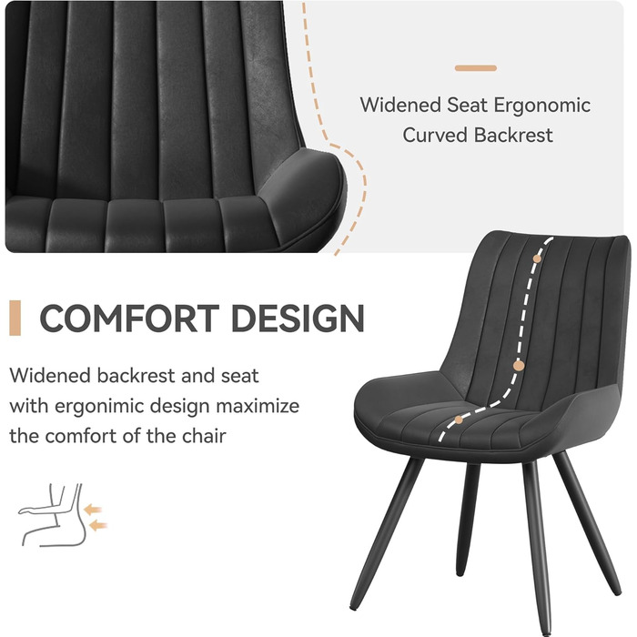Modern Upholstered Dining Chairs - 4 Pack