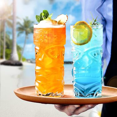 Набір склянок Tiki, 170-400 мл, прозорі, для екзотичних коктейлів, Mai Tai, гавайських коктейлів, тропічної тематики