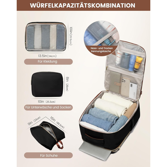 Рюкзак ручної поклажі OVEVOOK для подорожей, 40 л, водонепроникний, з відділенням для ноутбука 17