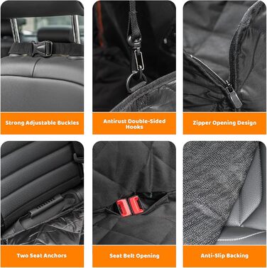 Захисний килимок для собак у машину Favoto з віконцем, 137x147 см, чорний