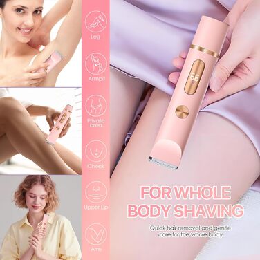 Триммер для бікіні RoserRose 2-в-1: електробритва та триммер для жінок, водонепроникний (IPX7), LCD-дисплей, Type-C зарядка, набір для догляду за шкірою бікіні