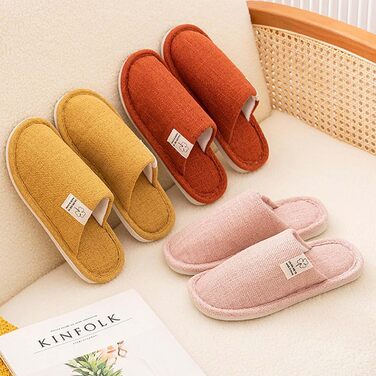 Тапочки зимові для дому, бавовняні, дихаючі, для гостей, антиковзкі, жовті, 36/37 EU (для жінок та чоловіків)