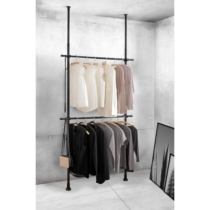 WENKO Telescopic Wardrobe System Hercules Basic Black