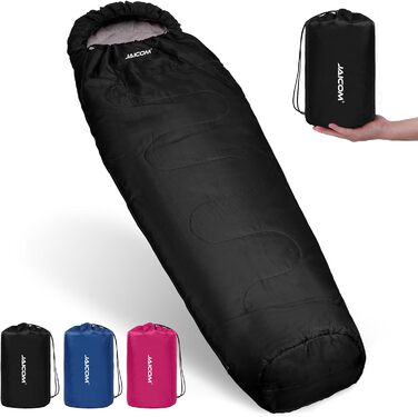 Сплячий мішок 3/4 сезонів Ultraleicht Mumienschlafsack (800г/1600г) для дорослих – Outdoor, кемпінг, трекінг, відпочинок в приміщенні (Чорний)