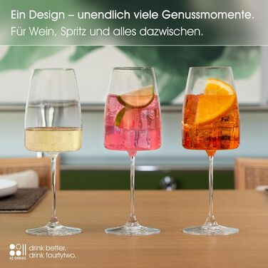 Набір білих келихів 6 шт. об'ємом 420 мл з мікрофіброю – Елегантні келихи для вина та Aperol Spritz – придатні для миття в посудомийній машині, безпечно упаковані, Made in Europe