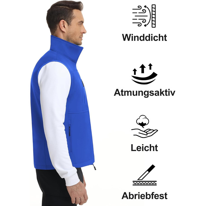 Чоловіча куртка Weste Outdoor з софтової мембрани, водонепроникна та вітронепроникна, з флісовою підкладкою, для туризму (M, Синій)