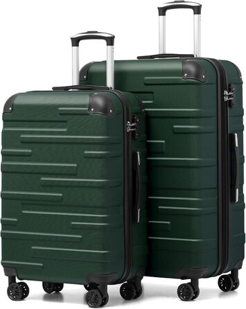 Валіза COOLIFE з жорстким корпусом, розширювана, для подорожей, ABS пластик, TSA-замок, 4 колеса, туркіс-зелений, набір 2 шт (M + L)