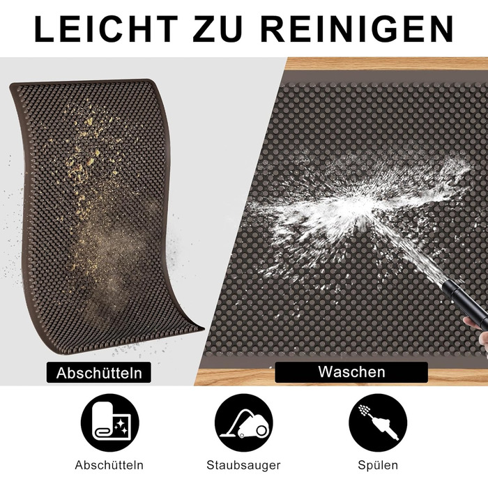 Килимок для порогу Fowooyeen з силікону, 43x76 см, коричневий - антиковзаюча, миюча, для дому та вулиці