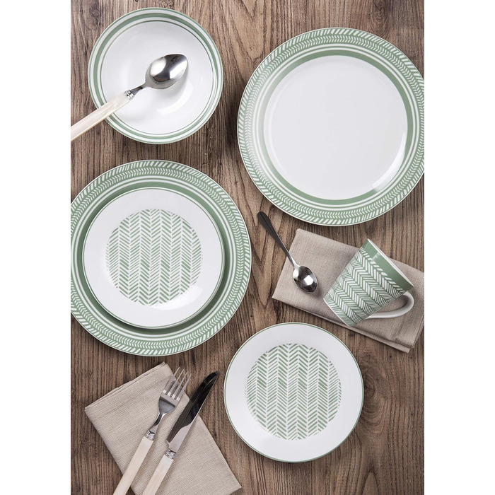 Сервіз столовий на 4 особи, 16 предметів, вінтажний дизайн, сумісний з мийною машиною та мікрохвильовою піччю