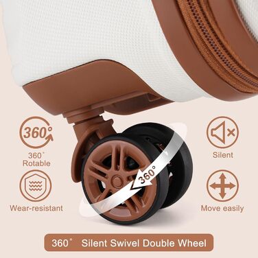 Чемодан KONO 24 дюйми, ABS, з TSA-замком, 4 колеса, 65×44×25.5 см, кремовий