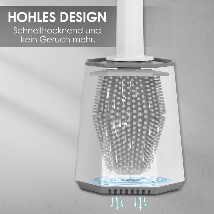 Набір для туалету: щітка для унітазу з тримачем, нержавіюча сталь та силікон, кріплення на стіну, чорний колір