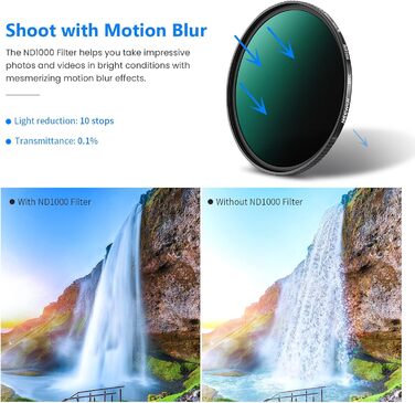 Фільтр ND1000 NEEWER 58mm - нейтральний, з нанопокриттям, HD скло, 10 ступенів