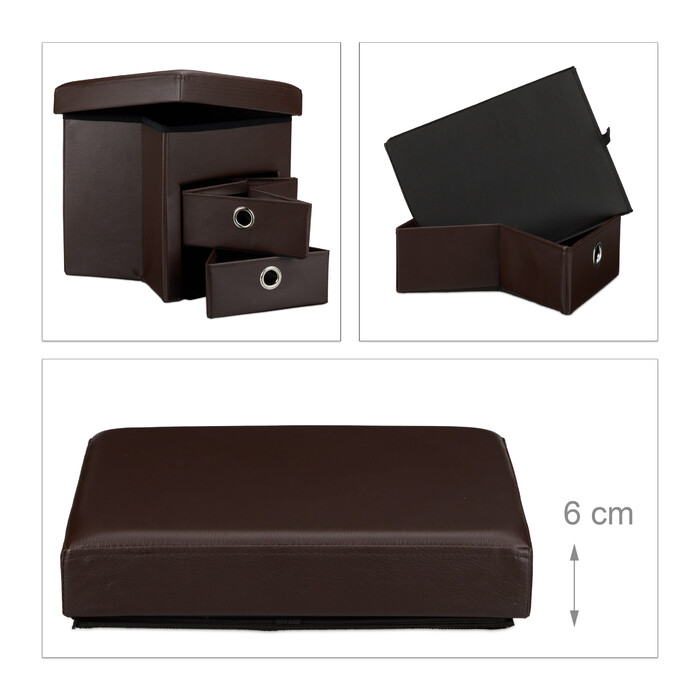 Relaxdays faux leather storage ottoman with 2 compartments