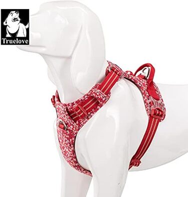 Шлейка для собак WINHYEPET Truelove No-Pull, бавовняна, дихаюча, світловідбиваюча, регульована, для маленьких та середніх собак і котів, TLH5655 (S, Маковий Червоний)