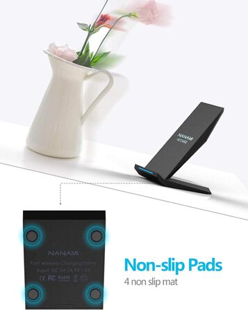 Бездротовий зарядний пристрій NANAMI Qi з адаптером USB-C 20W PD, сумісний з iPhone 17/16/15/14/13/12 Pro Max XR 8 та Samsung Galaxy S25/S24/S23/S22, чорний