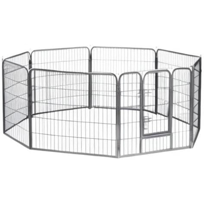 Клітка для цуценят та дрібних тварин Lionto, 80x80 см, розширювана, з дверцятами та засувом, для дому та саду, 8 елементів