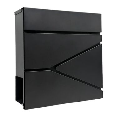 Поштовий ящик Relaxdays з газетницею, чорний, DIN C4, 37x37x11 см, вологостійкий, 4 ключі