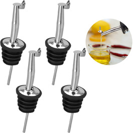 Набір виливників для пляшок з клапаном (4 шт.) з нержавіючої сталі 304 для вина, коньяку, оливкової олії, кави, сиропу, оцту, з пластиковими пробірками