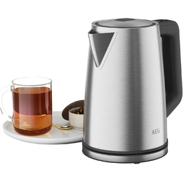 Електрочайник AEG K5-1-6ST Deli 5, 2400 Вт, 1,7 л, 5 температур, нержавіюча сталь, авто відключення, захист від протікання, відкривання однією рукою