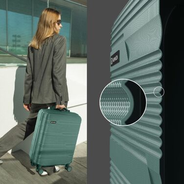 Набір валіз NUMADA 4 шт. Upfly T10 ABS: ручна, середня та велика валіза, косметичка. Міцний набір валіз з ABS пластику 55x40x20, 60L, 78L