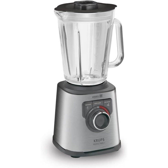 Krups KB403D Perfectmix + High-Performance Blender | 1.200W | 28,000 RPM | 2L Glass Container | 3 Pre-Set Programs | Powelix Technology | Stainless Steel/Dark Grey