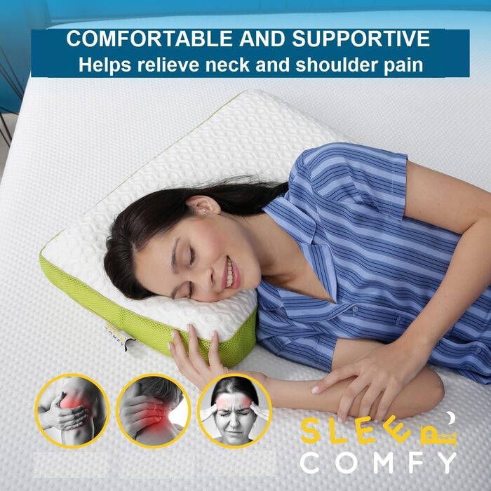 SLEEP COMFY Premium Soft AIR-MESH Neck Pillow, Smart Memory Foam Pillow, Ergonomic, Orthopedic Neck Pillow Head Pillow, Sleeping Pillow for Back Sleepers, Stomach Sleepers, Side Sleepers