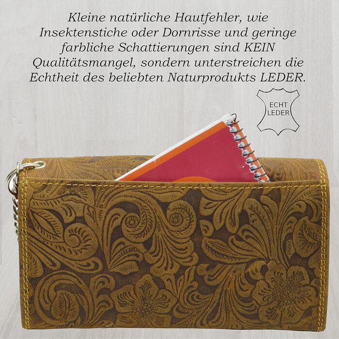 Flevado Genuine Leather Server Wallet for Women with Pattern (Light Brown)