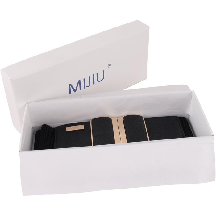 Жіночий еластичний широкий пояс для талії з пряжкою з металу, 7.5 см, чорний (для обхвату 32'-35')