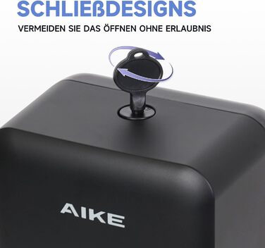 AIKE AK1006 800ML Soap Dispenser Wall Mount No Drilling, Manual Wall Soap Dispenser Made of Plastic, Liquid Soap Dispenser for Public Use, Matte Black