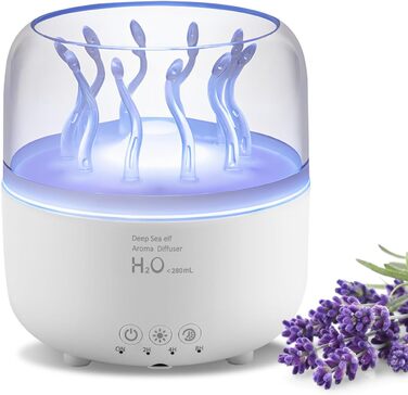 Аромадифузор та зволожувач повітря 280 мл з підсвіткою 7 кольорів, для спальні та рослин, 2 режими розпилення, таймер 2/4/8 годин, з пультом керування, обертовий, для дому