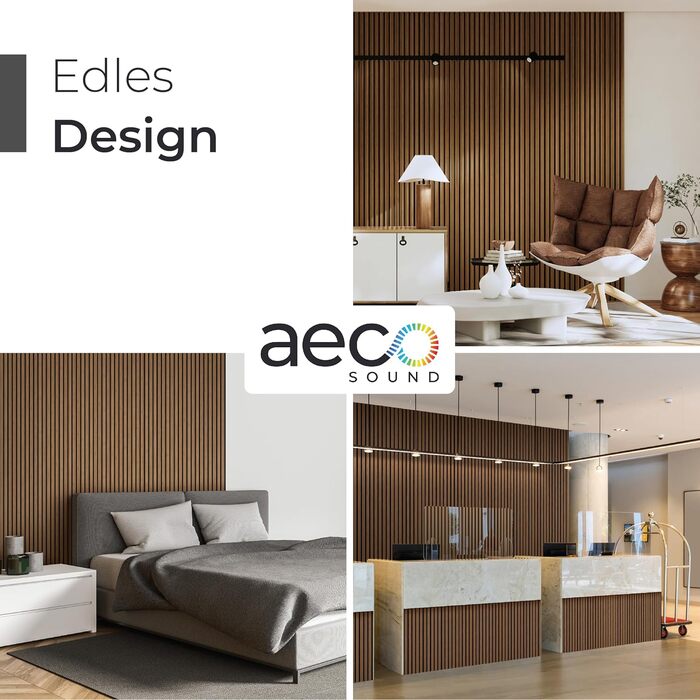 Акустичні настінні панелі з натурального горіха (набір 2 шт), 120x60x2.1 см, чорний звукопоглинаючий фільц — 3D панелі для шумоізоляції та оздоблення стін