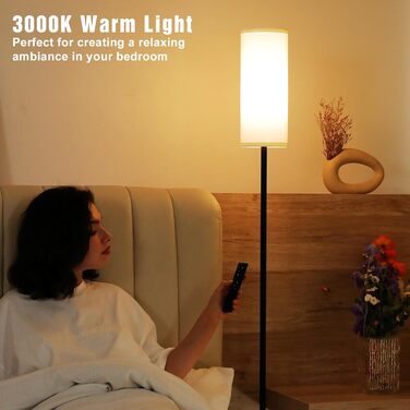 Стійка LED-лампа PreeOtti для вітальні, спальні, офісу з дистанційним керуванням, регулюванням яскравості та 4 колірними температурами, сірий абажур