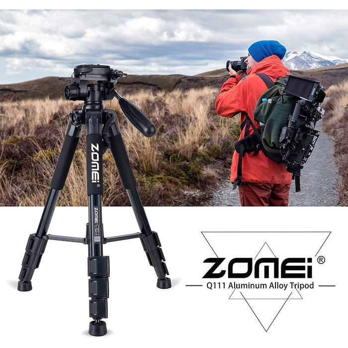 Штатив ZOMEI Q111 для камери та смартфона, алюмінієвий, легкий, 47–140 см, чорний