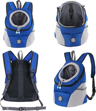 Шлейка для собак та цуценят, переноска-рюкзак, блакитна (L)