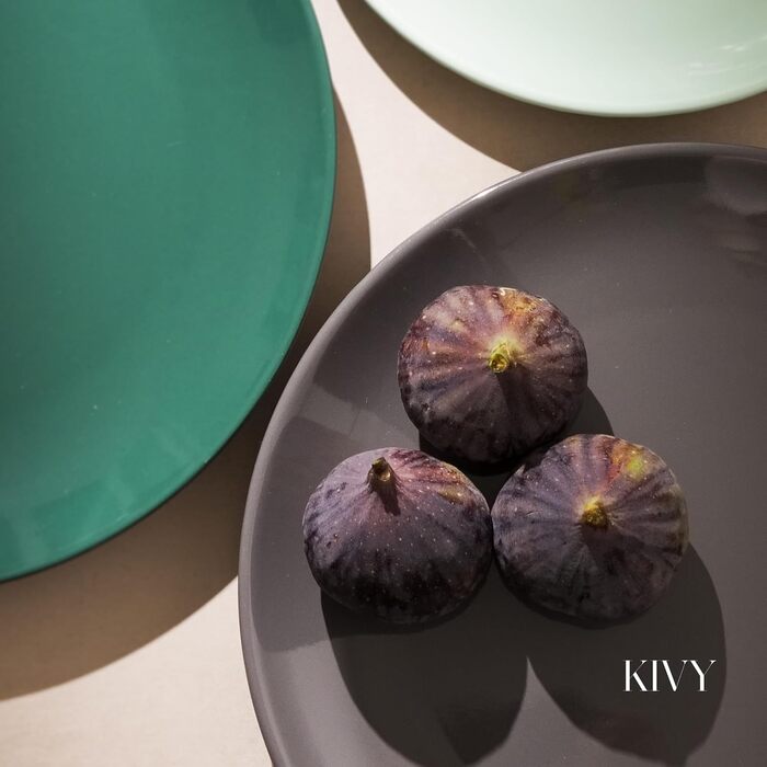 KIVY Dinnerware Set for 6 People [Scratch & Dishwasher Safe] 6x27cm + 6x22cm - Plate Set 12-Piece Modern - Dinnerware Set - Combination Service - Green Dinnerware Set - Dinner Plates - Dessert Plates - Dinnerware