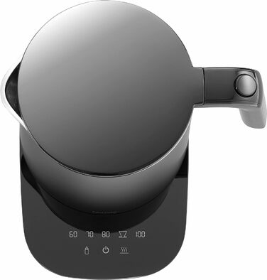 ZWILLING ENFINIGY Water Kettle Pro with Temperature Setting, Stainless Steel Scale Filter & Keep-Warm Function, 1850 Watts, 1.5 Liters, Black
