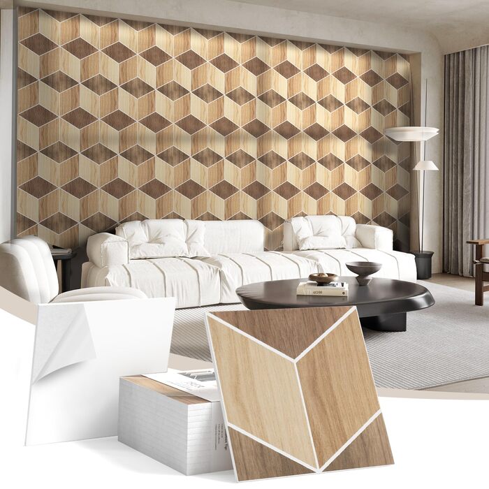 Акустичні панелі JBER (12 шт), самоклеючі звукопоглинаючі 3D-панелі для стін, декоративні гексагональні панелі для студії, офісу та дому, 30×30×1 см, колір: світлий горіх