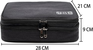 Водонепроникна сумка-органайзер для кабелів та електроніки Ruyosn. Двошарова сумка для кабелів, повербанку та аксесуарів. Чорний колір.