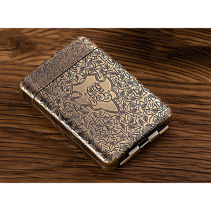 Cigarette case with lighter, cigarette box, electronic integrated flameless lighter, rechargeable, 16 pieces, 84mm King Size cigarettes, cigarette box, retro bronze