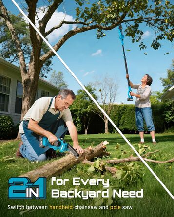 Акумуляторна міні-пила SEESII 6 дюймів (8000mAh) з автоматичною змащенням та запасним ланцюгом - для стрижки гілок та дерева