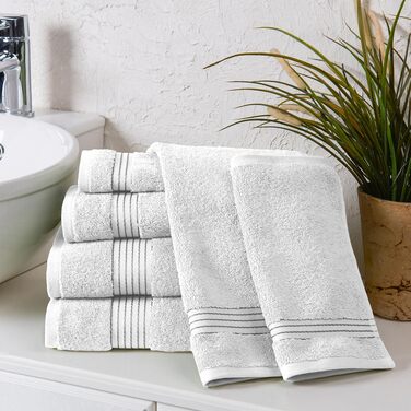 Набір рушників Elegant Comfort Premium з турецької бавовни, 6 предметів (2 рушники для обличчя, 2 для рук, 2 банні), гігроскопічні та м'які, білий/сірий