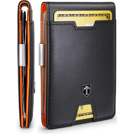 Чоловічий Slim Wallet TRAVANDO Austin з обтяжкою, RFID-захистом, чорний/помаранчевий