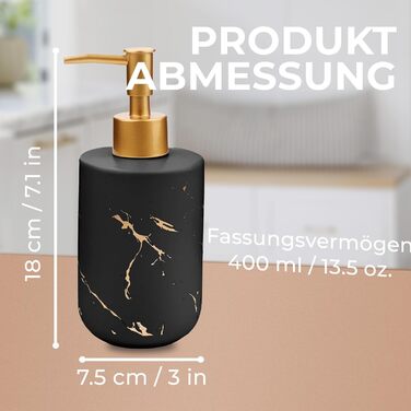 Дозатор для мила JJ PRIME керамічний, 400 мл, чорний, для ванної/кухні