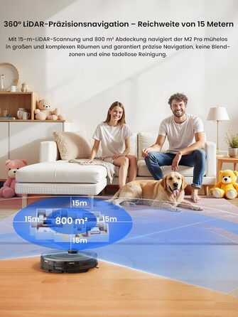 Робот-пилосос LEFANT M1 Pro: з картографією, функцією миття, 5500Pa, для тварин, керування через додаток/Alexa, білий/чорний