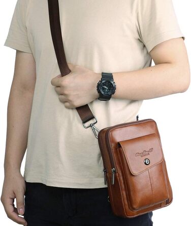 Шкіряна сумка через плече Crossbody для чоловіків та жінок, універсальна дорожня сумка (коричнева, #06)