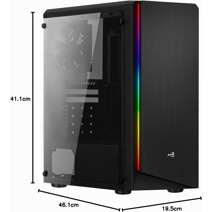 Корпус для ПК AeroCool RIFT ATX, RGB підсвітка (13 режимів), 120мм вентилятор, чорний