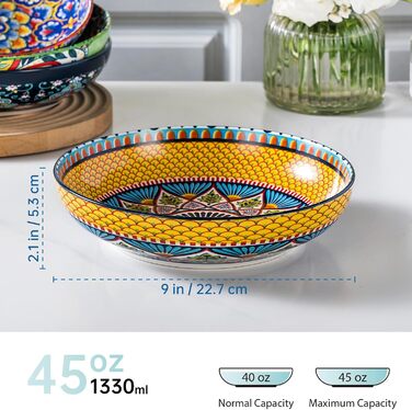 Набір салатників та тарілок HENXFEN з порцеляни (4 шт.) - 1330 мл, богемський стиль