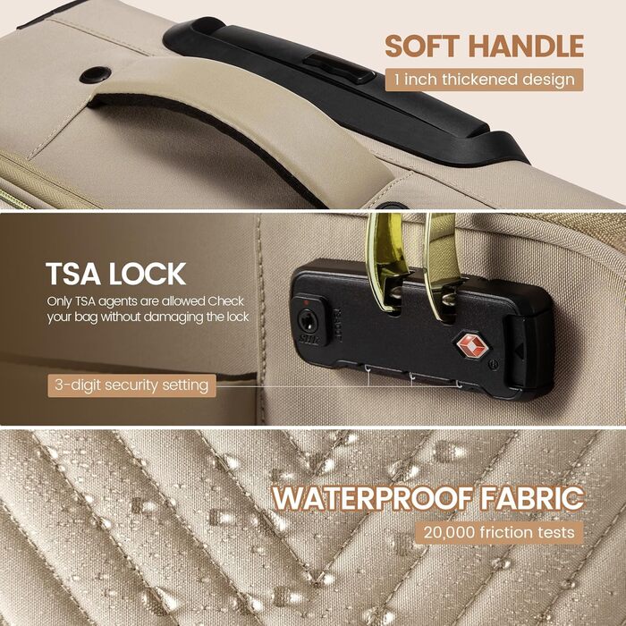 Рюкзак-валіза LOVEVOOK для жінок, 40L, ручна поклажа, водонепроникний, для ноутбука, подорожі, бізнес (20-дюймовий валіза, Бежево-хакі)