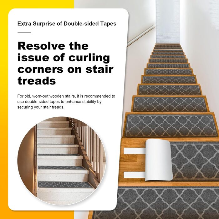 15 килимків на сходи 76x20 см, антиковзаючі, самоклеючі, для дітей, літніх людей та собак, сірий колір