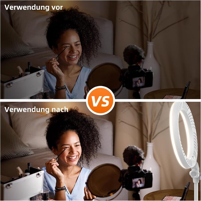 Кільцеве світло Evershop 10.5” з триподом для телефону, ноутбука, відеоконференцій, YouTube, TikTok, LED, 3 кольори + 10 рівнів яскравості, 360° обертання